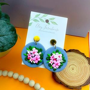 Handmade floral polymer clay earrings